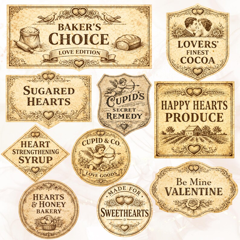 Vintage Valentine Labels PNG, Antique Love Labels, Victorian Valentine ...