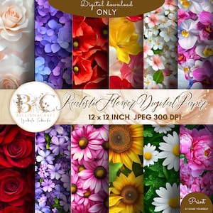 3D Realistische Blume Nahtloses Digitales Papier, Scrapbook Nahtloses Papier, Blumen-Hintergründe, Gartenblumen-Wiederholungs-Druck-Gewebe, Blumenbeschaffenheit