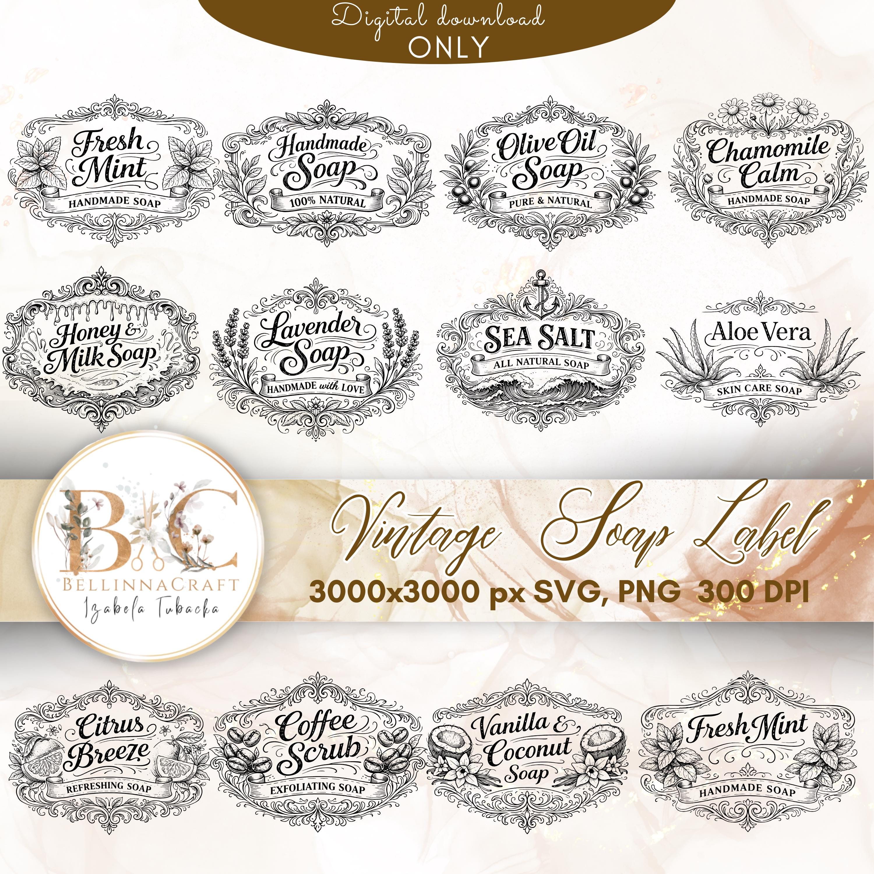 Vintage Soap Labels SVG Bundle, Rustic Soap Label, Old-style Soap, Hand ...