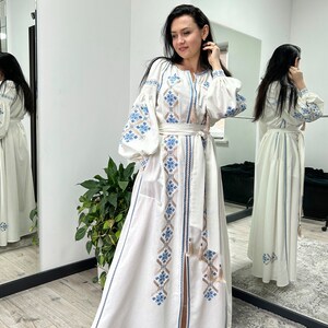 Ukrainian linen dress with embroidery