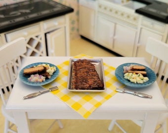 Miniature BBQ Ribs with Potato Salad & Cole Slaw / Barbeque / Dollhouse Food/ Fridge Magnet/ Food Magnet