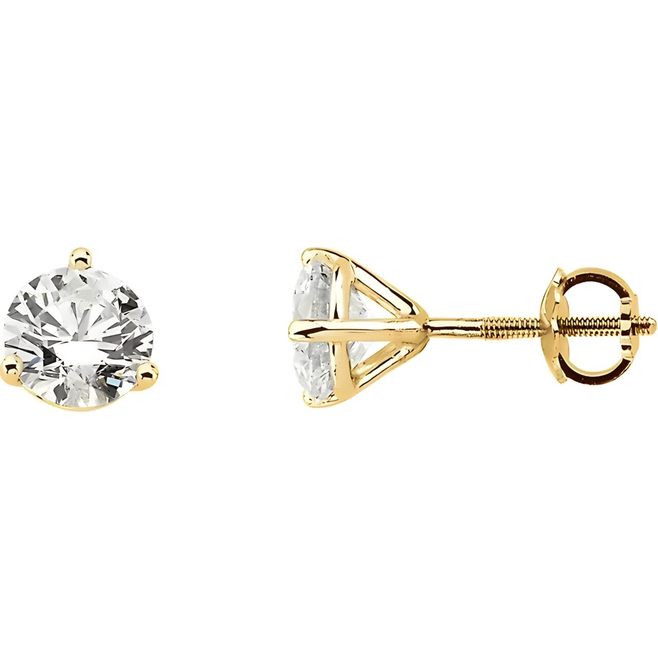 2 Ct Diamond Earrings, 14kt Gold Lab Grown Diamond Earrings, Gold