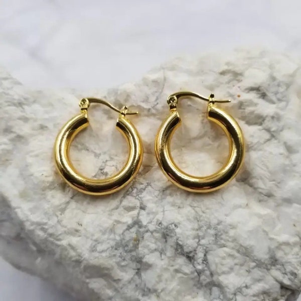 Thick Gold Hoop Earrings - Etsy