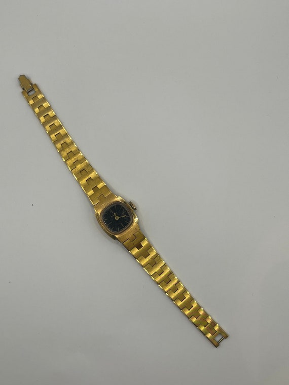 Dainty “Timex” Gold Vintage Watch with Black Dial