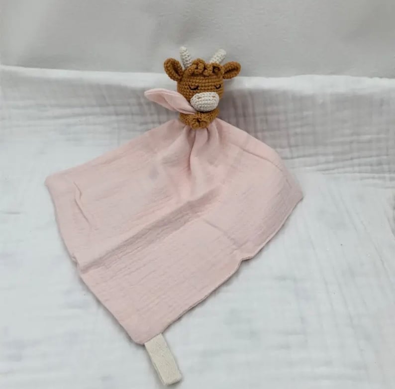 Doudou vache personnalisé rose