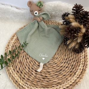 Doudou ourson personnalisé ourson noeud vert