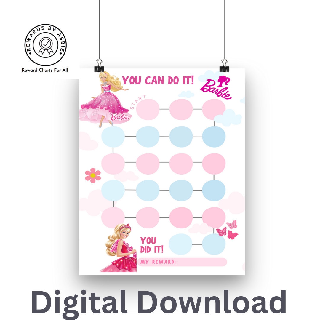 Digital Download Barbie Reward Chart Etsy