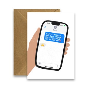 Lustige klassische Dad Textnachricht Daumen hoch Vatertagskarte, typische Blunt-Karte für Papa, lustige Humorkarten, handgezeichnete irische Grußkarten
