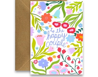 To The Happy Couple, Modern Floral Design Wedding Card, Engagement Card, Newly Weds, Marriage Card, Newly Married Couple Gift, Irish Cards