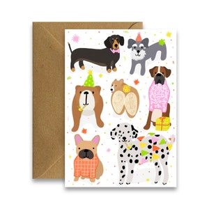 Cartão de aniversário de cachorro, cartão de ilustração de cachorros fofos, cartão de aniversário para amantes de cachorros, cartão de aniversário de Dachshund Corgi Bulldog Boxer, cartões engraçados irlandeses