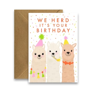 C'est votre anniversaire, Carte d'anniversaire drôle avec un lama, Carte d'anniversaire en alpaga, Cartes de voeux irlandaises, Cartes de voeux illustrées, AnimalPunCard