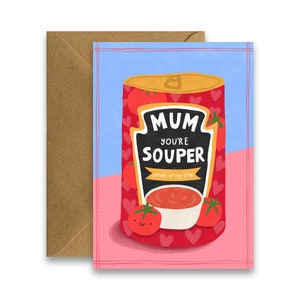 Mama du bist Souper, lustige irische Muttertagskarte, Karten für Mama, illustrierte irische Grußkarten, Mama Geburtstag, beste Mama, ausgezeichnete Mama