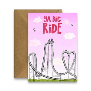 Ya Big Ride-kaart, Ierse wenskaarten, geïllustreerde wenskaarten, Ierse humorkaart, Dublin Card, Ierse valentijnskaart, Ierse jargonkaart