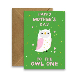 Feliz día de la madre para la lechuza, tarjeta irlandesa para el día de la madre, tarjetas para mamá, tarjetas de felicitación irlandesas ilustradas, tarjeta divertida para el día de la madre