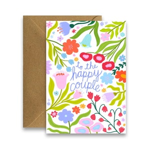 Für das glückliche Paar, modernes Blumenmuster Hochzeitskarte, Verlobungskarte, Brautpaar, Hochzeitskarte, Geschenk, irische Karten