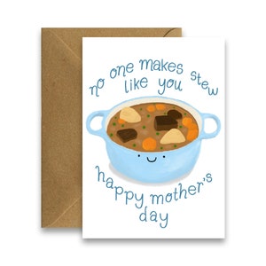 Nadie hace estofado como tú Tarjeta del Día de la Madre, Tarjeta del Día de la Madre irlandesa, Tarjetas para mamá, Tarjetas de felicitación irlandesas ilustradas, Día de la Madre gourmet
