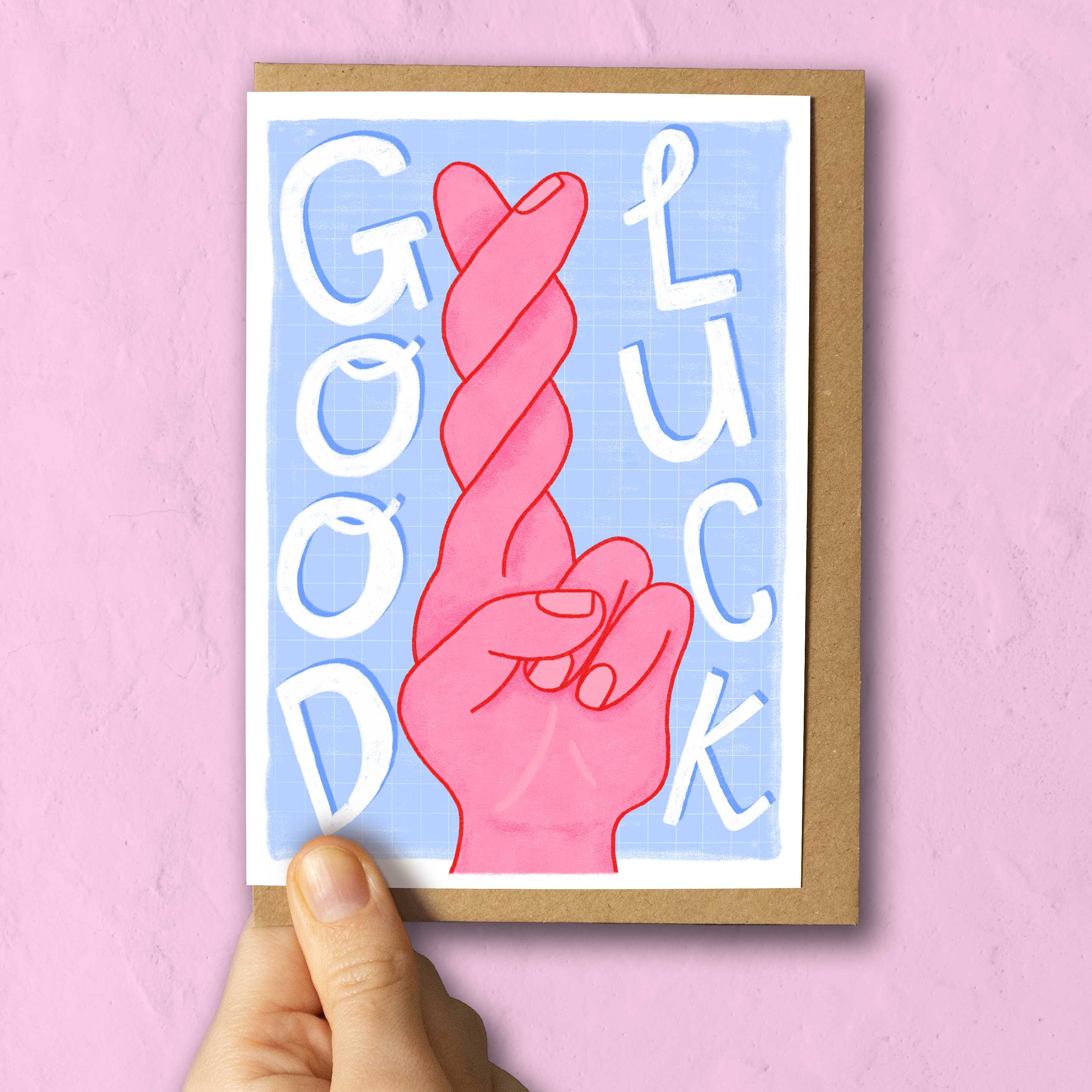 Modern Illustrated Good Luck Card, Fingers Crossed Good Luck Card Irish ...