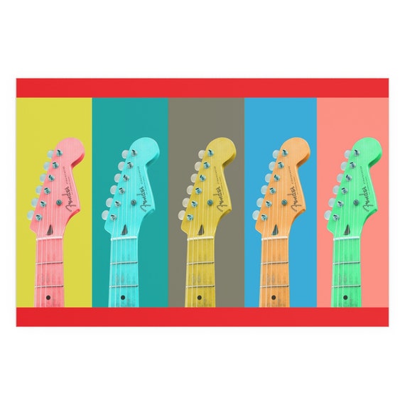 Fender Guitar Pop Art Style Print Indoor and Outdoor Silk Posters