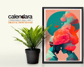 Romantic Couple Valentine's Day Poster, A3 Home Decor (Digital Download)