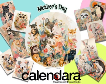 Animal Hugs Art Print Bundle – Nursery & Playroom Decor (Digital Download)