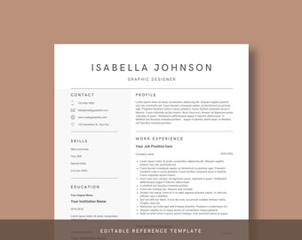 Resume Template Minimalistic | Resume Template Instant Download | Cover Letter and References | CV Template