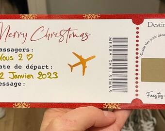 Carte à gratter,Voyage,Ticket embarquement, billet avion,Surprise, cadeau