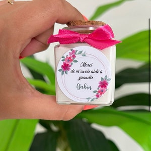 Personalized candle gift nanny mistress atsem Cork stopper wedding goodies
