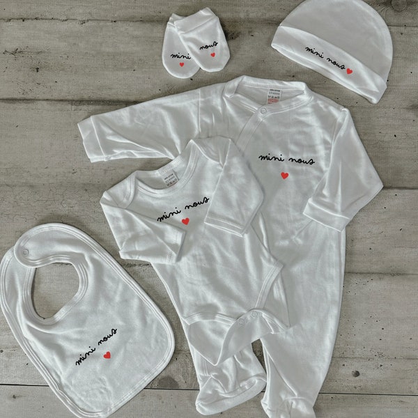 Kit 5 pièces naissance, bébé pyjama personnalisé