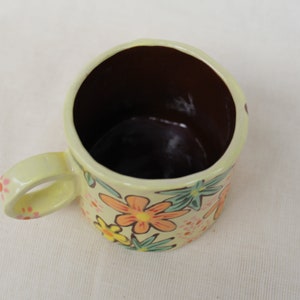 Flowery 60s wallpaper inspired espresso cup handmade earthenware image 7