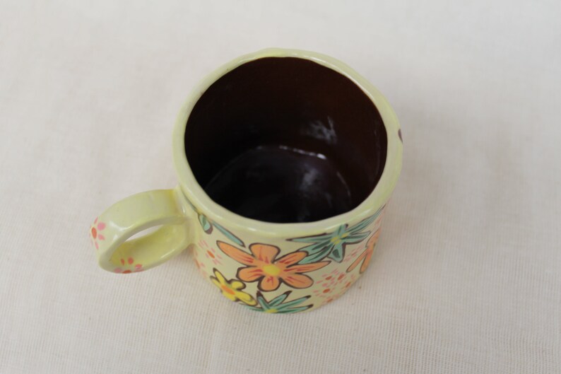 Flowery 60s wallpaper inspired espresso cup handmade earthenware image 7