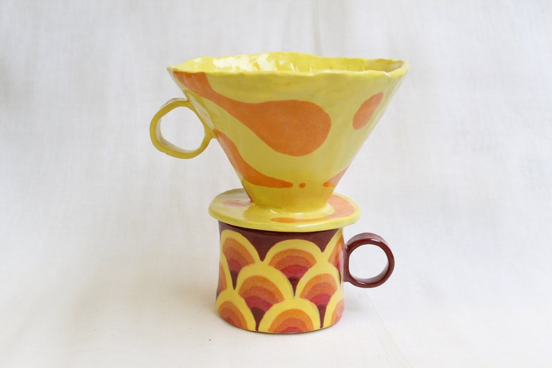 Ceramic Coffee Dripper Lava Lamp inspired handmade pour-over image 1