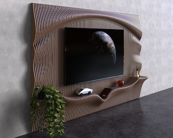 Decoración de pared de madera paramétrica TV010 / Unidad de TV / Archivos CNC para corte