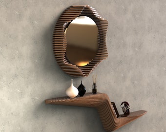 Parametric wall art | Parametric Style Home Decor Set - Mirror and Floating Shelf CNC Router Files (PSM-001 & PFS-002)