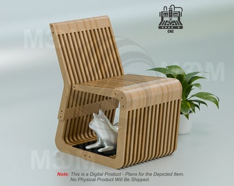 Parametric Style EcoPlank Chair-001 CNC Cutting Files, Parametric Plywood Furniture Plans (Dxf, Dwg, Eps, Svg, Pdf) for CNC Router