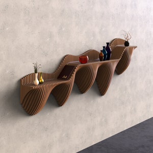parametric wall art| Parametric Style Floating Shelf PFS-004 - Digital Files for Floating Shelves- CNC Router Cutting Files