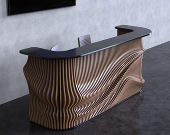Modern Parametric-Style Reception Desk PR02 | Customized Office Entry Counter | Executive Office Desk | CNC Router Files.