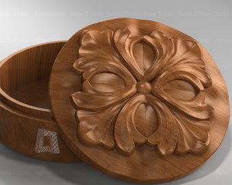 Circular-shaped JC014 jewelry box digital files for CNC router and 3D printer.