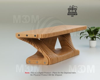 Banco de estilo paramétrico PSB-002 / Limas para fresadora CNC / Muebles paramétricos / Bancos de entrada / Láser CNC / Muebles de jardín / Hobby CNC