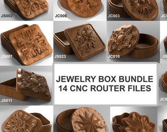 Jewelry Box Bundle 14 CNC Router Files - Files for CNC and 3D Printer