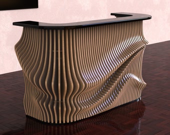 Banco reception in stile parametrico PR01 / Bancone d'ingresso per ufficio personalizzato / Scrivania per ufficio direzionale / File per fresatrice CNC