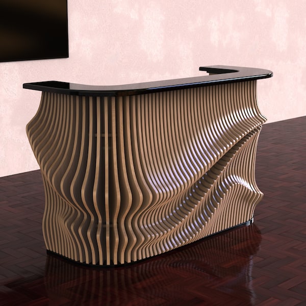 Modern Parametric-Style Reception Desk PR01 |  Customized Office Entry Counter |  Executive Office Desk | CNC Router Files