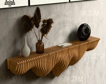 Arte mural paramétrico/Estante flotante de estilo paramétrico PFS-007 - Archivos digitales para estantes flotantes - Archivos de corte para fresadora CNC