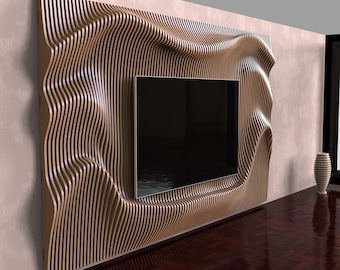 Parametric Wooden Wall Decor TV006 /TV unit/ CNC files for cutting