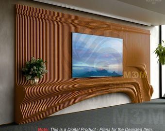 Parametric Wooden Wall Decor TV004-1 /TV unit/ CNC files for cutting