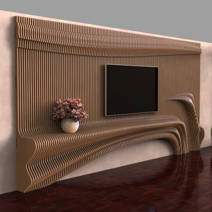 Parametric Wooden Wall Decor TV004 /TV unit/ CNC files for cutting