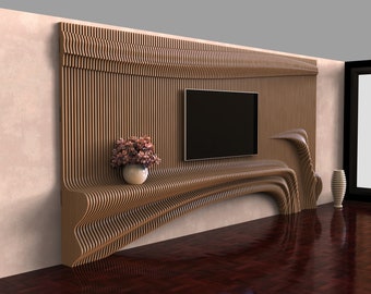 Parametric Wooden Wall Decor TV004 /TV unit/ CNC files for cutting