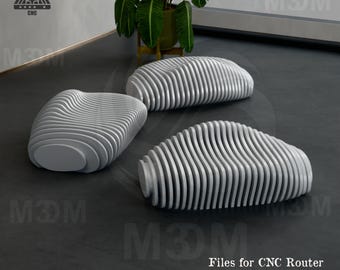Parametric Contour Chair -001 CNC Cutting Files, Parametric Plywood Furniture Plans (Dxf, Dwg, Eps, Svg, Pdf) for CNC Router
