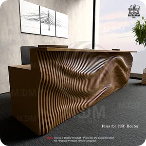 Modern Parametric-Style Reception Desk PR05 | Customized Office Entry Counter | Executive Office Desk | CNC Router Files