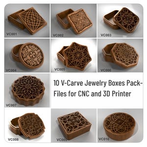 Confezione da 10 scatole per gioielli V-Carve - Lime per CNC e stampante 3D