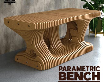 Parametric Bench CNC Router Files, Wooden Bench Plans, dxf svg pdf, CNC Furniture Design, Digital Woodworking Template, PSB-003